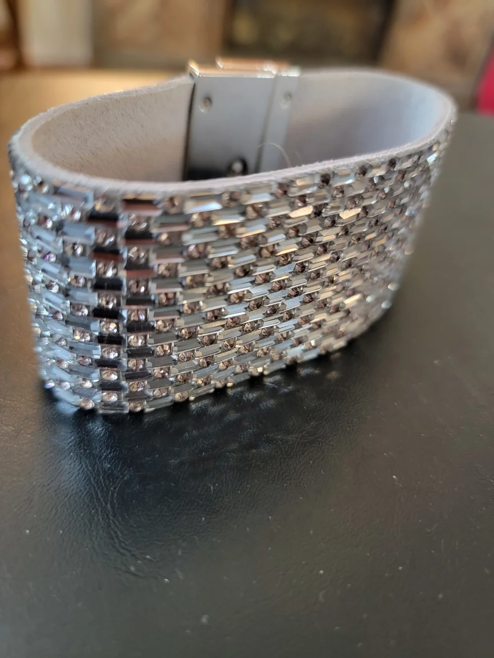 Torrid Crystal Embellished Silver Wide Cuff Bracelet